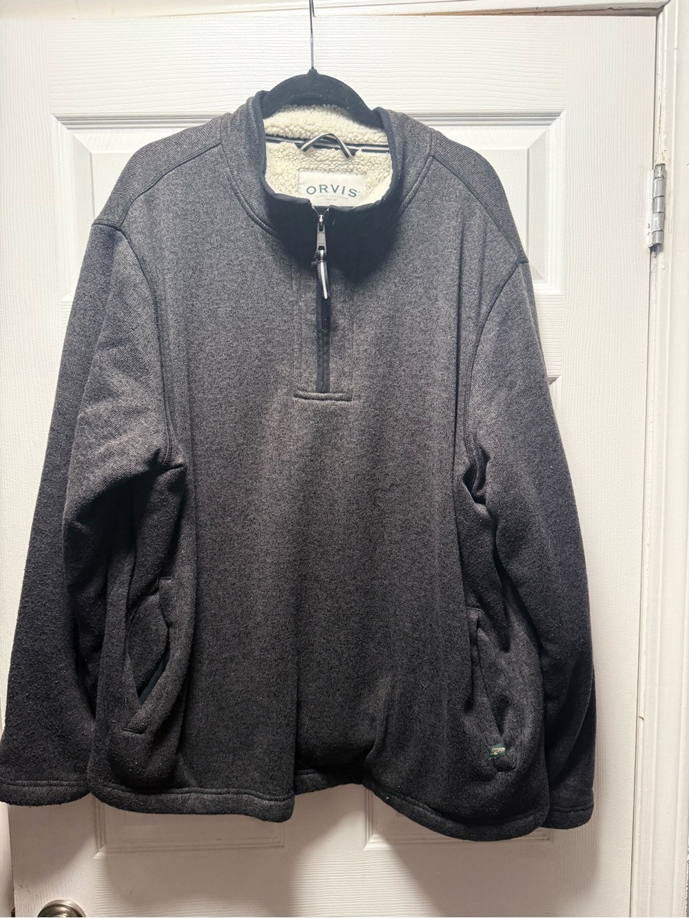 Orvis Men's Charcoal Gray Half-Zip Sherpa-Lined Fleece Pullover